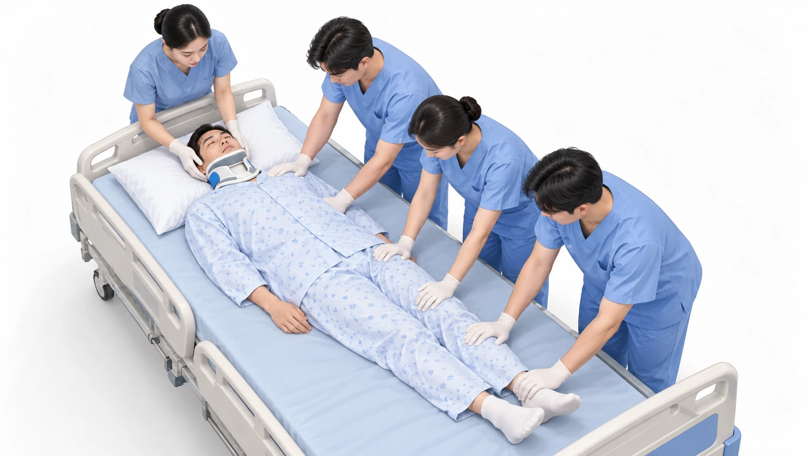 통나무 굴리기 — 머리·몸통·골반 지지