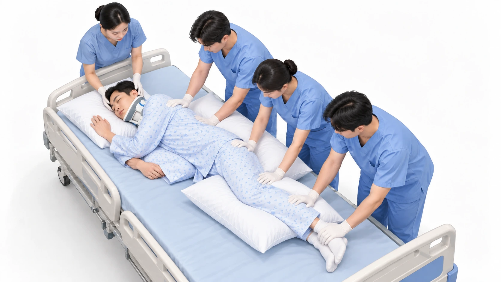 통나무 굴리기 — 정렬을 유지하며 베개 지지