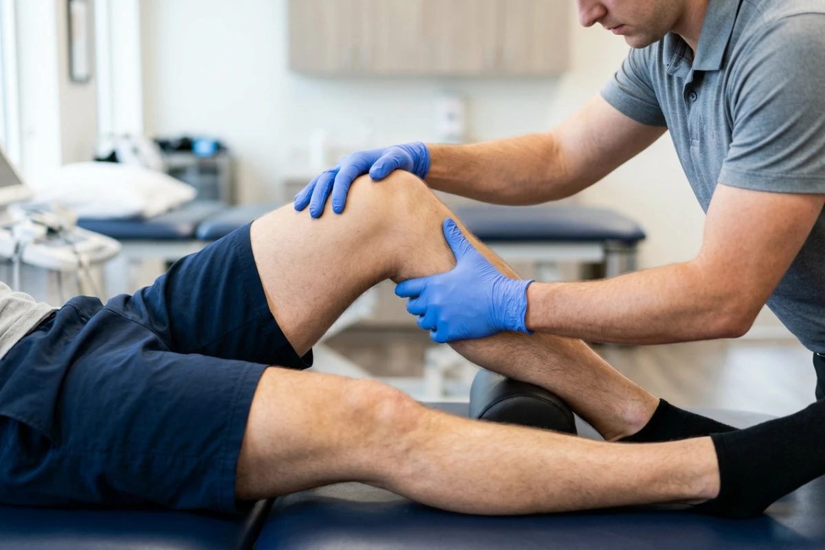 앞십자인대(ACL) 파열을 진단하는 라크만 검사(Lachman Test, 20~30° 굽힘)