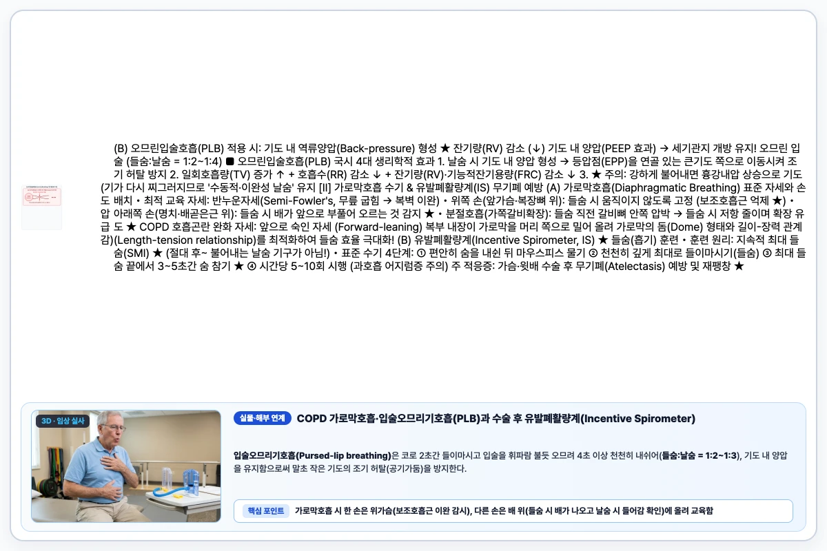 오므린입술호흡(PLB) 기도 허탈 방지 기전과 가로막호흡 손 위치 및 유발폐활량계(IS) 도해
