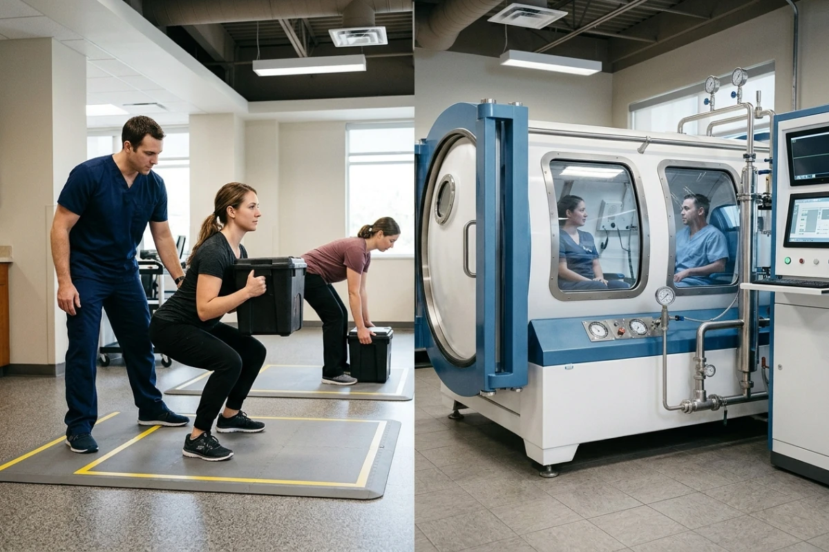 산업보건 근골격계 부담작업 인간공학적 들기 자세(Squat Lift)와 고압산소치료