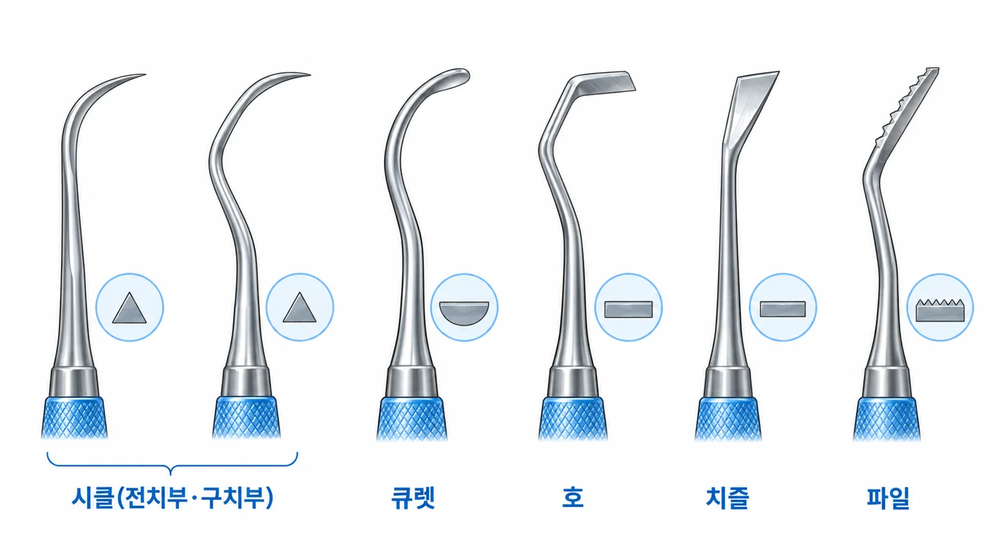 스케일러의 종류와 작업단 모양