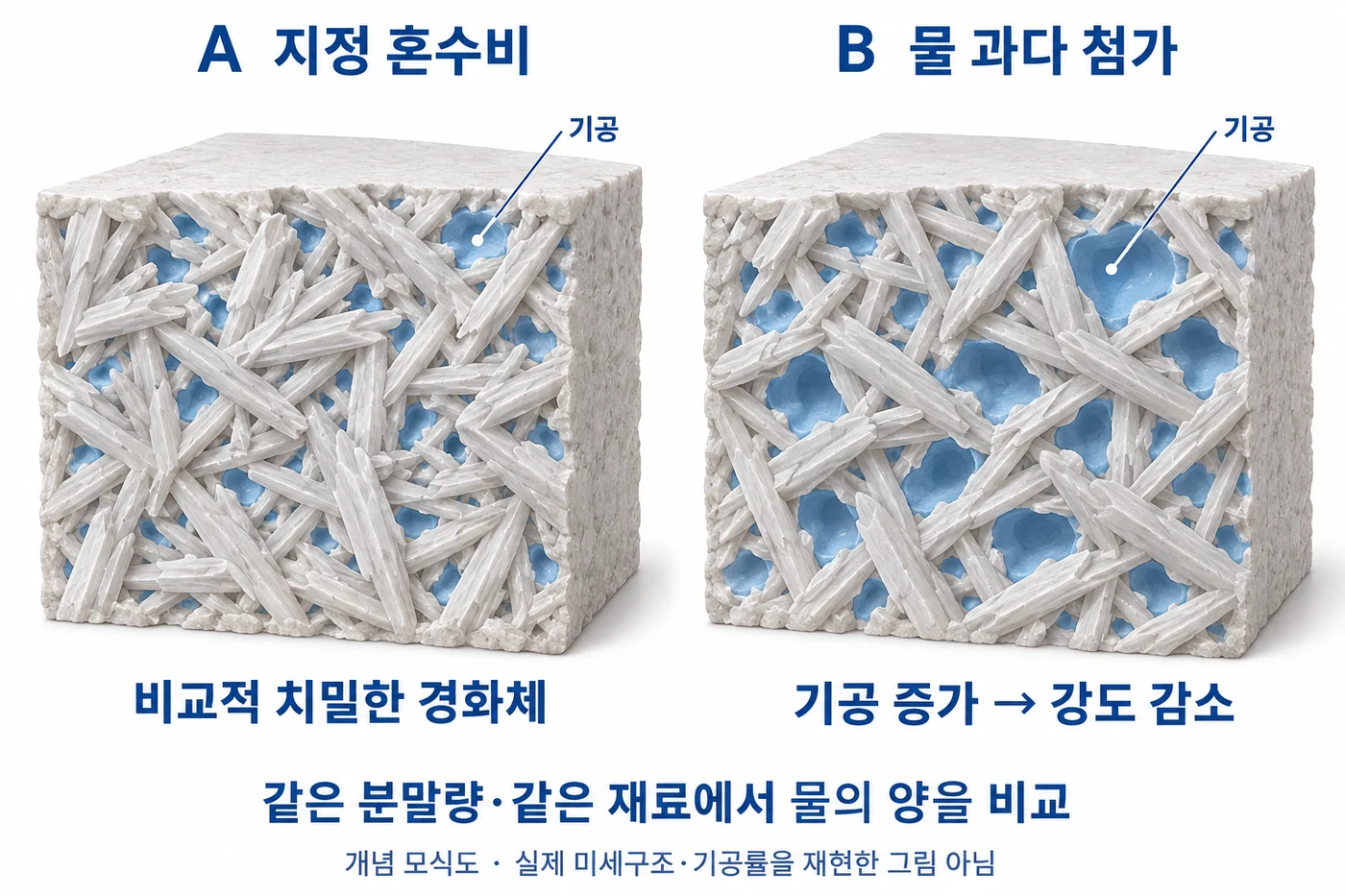석고 혼수비와 경화 후 기공의 관계