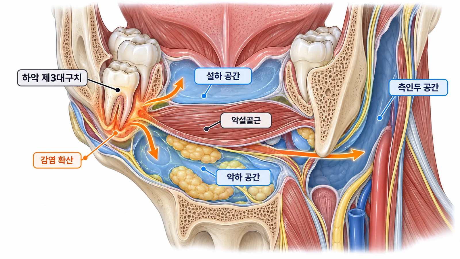 하악 구치부 감염의 확산 경로